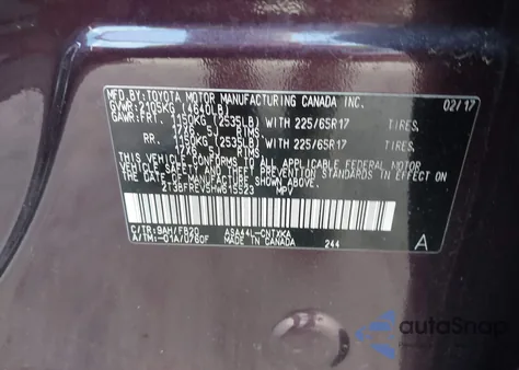 2017 Toyota Rav4 Le from USA, damaged, VIN 2T3BFREV5HW615523